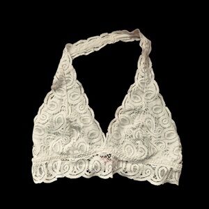 Victoria’s  Secret PINK White Lace Halter Bralette Size L EUC